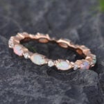 Pattiring Marquise Cut Opal Rose Gold Full Eternity Wedding Band