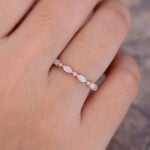 Pattiring Marquise Cut Opal Rose Gold Half Eternity Wedding Band
