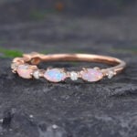 Pattiring Marquise Cut Opal Rose Gold Half Eternity Wedding Band