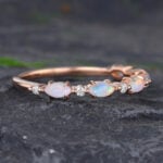 Pattiring Marquise Cut Opal Rose Gold Half Eternity Wedding Band