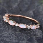 Pattiring Marquise Cut Opal Rose Gold Half Eternity Wedding Band