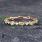 Pattiring Marquise Cut Peridot Rose Gold Full Eternity Wedding Band