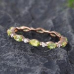 Pattiring Marquise Cut Peridot Rose Gold Full Eternity Wedding Band