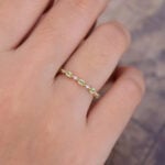 Pattiring Marquise Cut Peridot Rose Gold Half Eternity Wedding Band