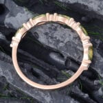 Pattiring Marquise Cut Peridot Rose Gold Half Eternity Wedding Band