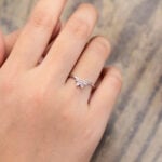Pattiring Marquise Cut Rose Quartz White Gold Curved Wedding Band