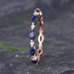 Pattiring Marquise Cut Sapphire Rose Gold Full Eternity Wedding Band