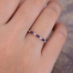 Pattiring Marquise Cut Sapphire Rose Gold Half Eternity Wedding Band