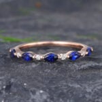 Pattiring Marquise Cut Sapphire Rose Gold Half Eternity Wedding Band