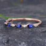 Pattiring Marquise Cut Sapphire Rose Gold Half Eternity Wedding Band