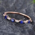 Pattiring Marquise Cut Sapphire Rose Gold Half Eternity Wedding Band
