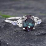 Pattiring Oval Cut Alexandrite White Gold Engagement Ring