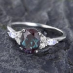 Pattiring Oval Cut Alexandrite White Gold Engagement Ring
