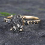 Pattiring Oval Cut Black Rutilated Quartz Yellow Gold Engagement Ring