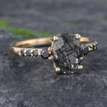 Pattiring Oval Cut Black Rutilated Quartz Yellow Gold Engagement Ring