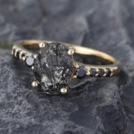 Pattiring Oval Cut Black Rutilated Quartz Yellow Gold Engagement Ring
