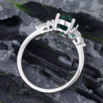 Pattiring Oval Cut Emerald White Gold Cluster Engagement Ring