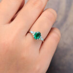 Pattiring Oval Cut Emerald White Gold Engagement Ring