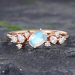 Pattiring Oval Cut Moonstone Rose Gold Vintage Engagement Ring