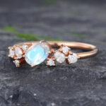 Pattiring Oval Cut Moonstone Rose Gold Vintage Engagement Ring