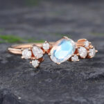 Pattiring Oval Cut Moonstone Rose Gold Vintage Engagement Ring