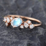 Pattiring Oval Cut Moonstone Rose Gold Vintage Engagement Ring