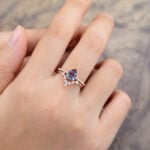 Pattiring Pear Shaped Alexandrite Rose Gold Engagement Ring Set