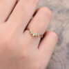 Pattiring Pear Shaped & Marquise Cut Peridot Rose Gold Curved Wedding Band