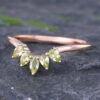 Pattiring Pear Shaped & Marquise Cut Peridot Rose Gold Curved Wedding Band