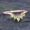 Pattiring Pear Shaped & Marquise Cut Peridot Rose Gold Curved Wedding Band