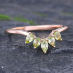 Pattiring Pear Shaped & Marquise Cut Peridot Rose Gold Curved Wedding Band