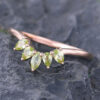 Pattiring Pear Shaped & Marquise Cut Peridot Rose Gold Curved Wedding Band