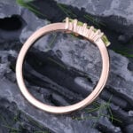 Pattiring Pear Shaped & Marquise Cut Peridot Rose Gold Curved Wedding Band