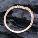 Pattiring Pear Shaped Moissanite Rose Gold Leaf Curved Wedding Band
