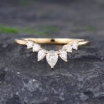 Pattiring Pear Shaped Moissanite Yellow Gold Curved Wedding Band