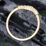 Pattiring Pear Shaped Moissanite Yellow Gold Curved Wedding Band