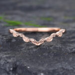Pattiring Rose Gold Simple Leaf Wedding Band for Women