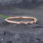 Pattiring Simple Rose gold Leaf Wedding Band