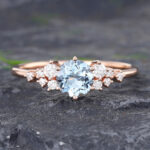 Pattiring Unique Aquamarine Rose Gold Engagement Ring