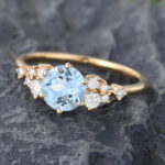 Pattiring Unique Aquamarine Yellow Gold Engagement Ring