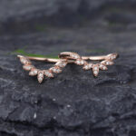 Pattiring Unique Diamond Rose Gold Double Wedding Band