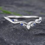 Pattiring Unique Diamond & Sapphire White Gold Curved Wedding Band
