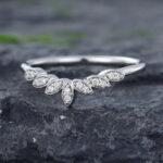Pattiring Unique Diamond White Gold Curved Wedding Band
