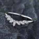 Pattiring Unique Diamond White Gold Curved Wedding Band
