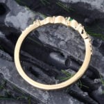 Pattiring Unique Emerald & Moissanite Yellow Gold Curved Wedding Band