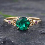 Pattiring Unique Emerald Yellow Gold Engagement Ring