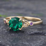 Pattiring Unique Emerald Yellow Gold Engagement Ring