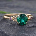 Pattiring Unique Emerald Yellow Gold Engagement Ring