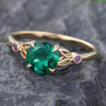 Pattiring Unique Emerald Yellow Gold Engagement Ring