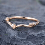 Pattiring Unique Leaf Moissanite Rose Gold Curved Wedding Band